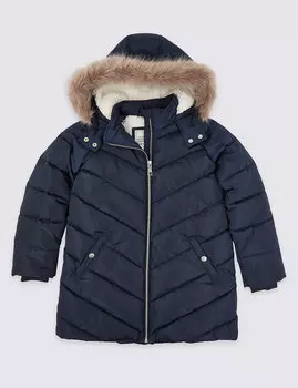 Мягкое пальто с капюшоном и отделкой Stormwear™