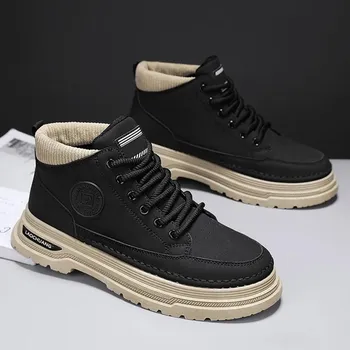 Fashion Men s Mid Top Boots Casual Shoes Classic Ankle Boots High Top Office Trendy Breathable Multifunctional Motorcycle Black Shoes 39 зелёный
