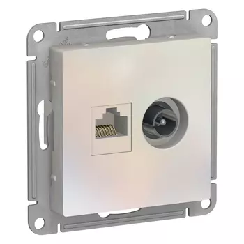 ATN000489 Atlasdesign Розетка двойная ТВ + компьютерная RJ45, кат. 5Е, Жемчуг Schneider Electric