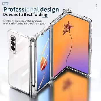 Прозрачный полностью защитный стеклянный чехол-пленка для Samsung Galaxy Z Fold4 5g Fold 4 Fold3 Fold 2 3 Fold2 с чехлом для держателя S Pen for Galaxy Z Fold 4 чёрный
