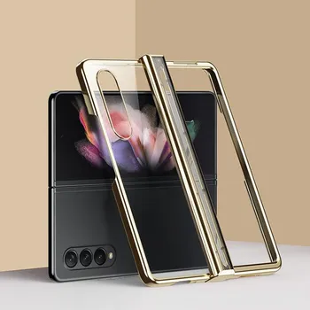 Складной прозрачный чехол для телефона Samsung Galaxy Z Fold 4 5g с защитой шарниров, прозрачный противоударный чехол, защитный чехол для ПК Samsung Z Fold 4 чёрный