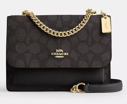 COACH Сумка Klare из искусственной кожи с коровьей кожей, мини-сумка через плечо, женская, черная