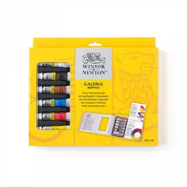 Набор акрила Winsor&Newton "Galeria" 6 цв*15 мл+кисть Galeria №2+описание техники