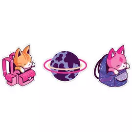 Набор акриловых значков MESHU "Catbox", 3 шт