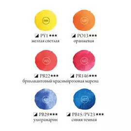 Набор акварельных красок Малевичъ "Frida" Basic 6 цв*12 мл