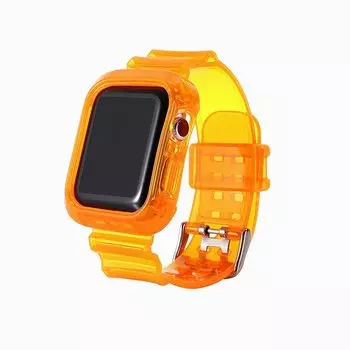 Ремешок для Apple Watch, прозрачный с кейсом, оранжевый (123209)