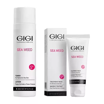 GiGi Набор для ухода за кожей лица (тоник 250 мл + маска лечебная 75 мл) (GiGi, Sea Weed)
