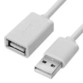 Удлинитель GCR GCR-UEC5M-BB-0.5m , USB 2.0, 0.5m белый, 28/28 AWG, AM / AF, морозостойкий