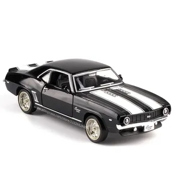 1/36 Camaro SS 1969 Модель автомобиля Копия, масштабная металлическая миниатюрная художественная модель, декор интерьера транспортного средства, литая под давлением, рождественский подарок, игрушка для мальчика красный