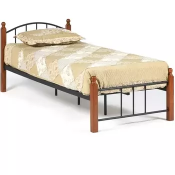 Кровать AT-915 Wood slat base красный дуб/черный (дерево гевея/металл) (Tetchair)