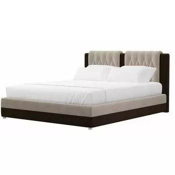Кровать Камилла (основа велюр бежевый, компаньон велюр коричневый) Лига Диванов 101297