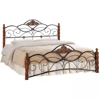 Кровать CANZONA красный дуб/черный (дерево гевея/металл) Tetchair 7992 10349