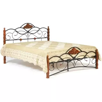 Кровать CANZONA Wood slat base красный дуб/черный (дерево гевея/металл) (Tetchair)