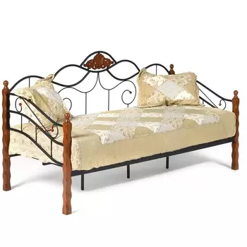Кровать CANZONA Wood slat base красный дуб/черный (дерево гевея/металл) (Tetchair)