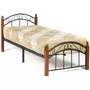 Кровать AT-8077 дерево гевея/металл, 90*200 см (Single bed), красный дуб/черный Tetchair AT 7190