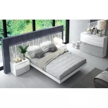 Кровать (180 х200) белый/серый без ящика для белья Fenicia Mobilario 606-180-HEAD557-566-FRAME