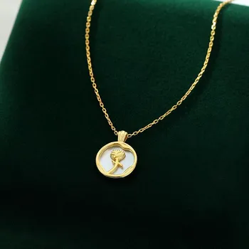 Ожерелье с подвеской в виде ключицы Banyan Tree S925 Silver White Shell Rose - французский ретро-стиль NS1108 белый