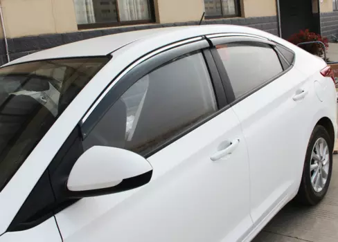 Дефлекторы окон с хромированным молдингом и крепежом для Hyundai Solaris 2017 -