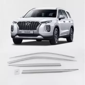 Дефлекторы боковых окон хромированные Auto Clover для Hyundai Palisade (Хендай Полисад) 2019 +