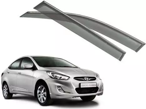 Дефлекторы боковых окон с хромированным молдингом, OEM Style (седан) OEM-Tuning 16688 для Hyundai Solaris 2011-