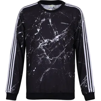 Adidas Спортивный повседневный свитер с круглым вырезом и длинным рукавом, мужской свитшот, черный BQ6809 M