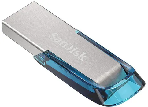 Накопитель USB 3.0 32GB SanDisk Ultra Flair SDCZ73-032G-G46B серебристый/голубой
