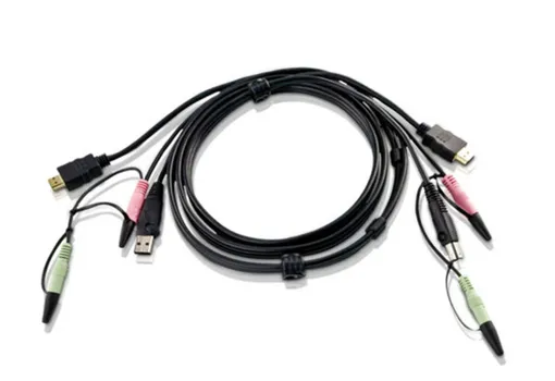 Кабель KVM (КВМ) ATEN 2L-7D02UH, HDMI, 2xJack 3.5mm, USB (AM), 1.8м (2L-7D02UH)
