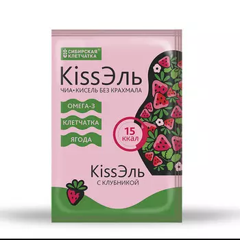 Сибирская клетчатка Кисель серии kissЭль БЕЗ КРАХМАЛА, клубника, порция 14 гр (Сибирская клетчатка, Здоровое питание)