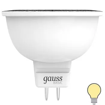 Лампа светодиодная Gauss GU5.3 220 В 6.5 Вт спот 470 лм, тёплый белый свет
