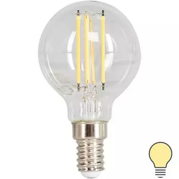 Лампа светодиодная Osram E14 220 В 6 Вт шар прозрачная 800 лм тёплый белый свет