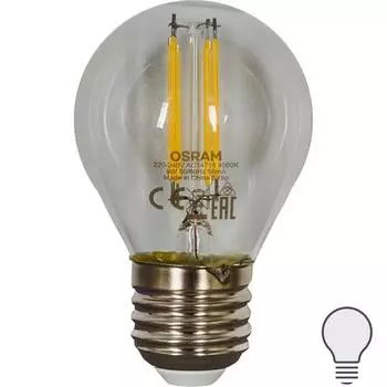 Лампа светодиодная Osram E27 220 В 6 Вт шар прозрачная 800 лм белый свет