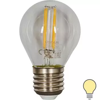 Лампа светодиодная Osram E27 220 В 6 Вт шар прозрачная 800 лм тёплый белый свет