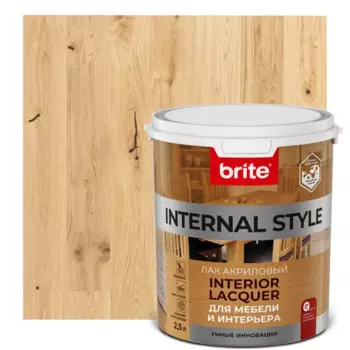 Лак для мебели акриловый Brite Internal Style цвет прозрачный глянцевый 2.5 л