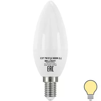 Лампа светодиодная Bellight E14 220-240 В 7 Вт свеча матовая 600 лм теплый белый свет