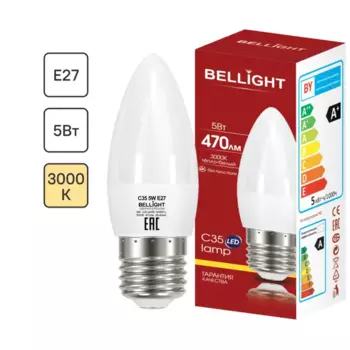 Лампа светодиодная Bellight E27 220-240 В 5 Вт свеча 470 лм теплый белый цвет света