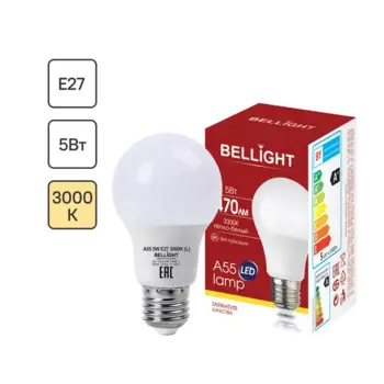 Лампа светодиодная Bellight E27 220-240 В 5 Вт груша матовая 470 лм теплый белый свет