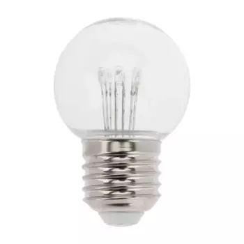 Лампа светодиодная E27 6 LED шар прозрачный цвет красный