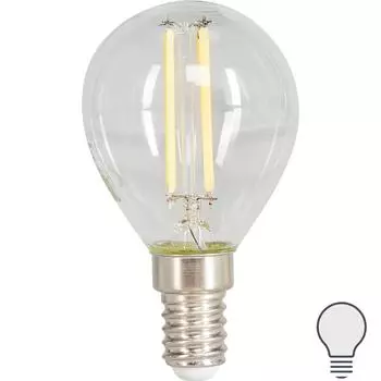 Лампа светодиодная филаментная Osram E14 220 В 5 Вт шар прозрачная 520 лм белый свет, для диммера