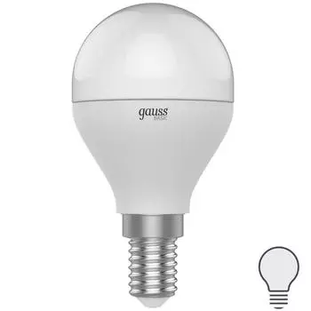 Лампа светодиодная Gauss Basic E14 220 В 7.5 Вт шар 3.4 м² свет нейтральный белый