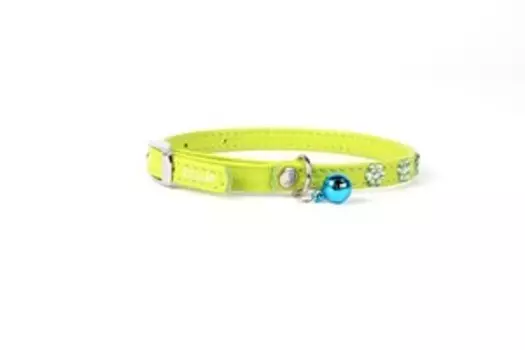 CoLLaR Glamour / Ошейник Колар для собак Кожаный Двойной Прошитый с клеевыми стразами "Цветочек" 19-25см х 9мм