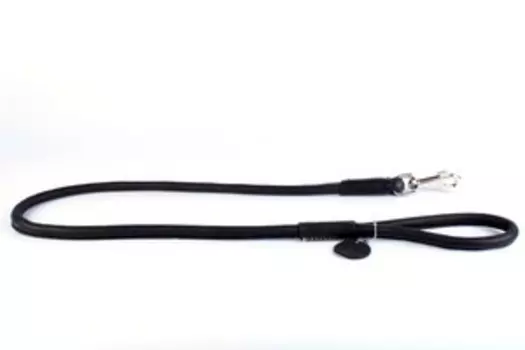 CoLLaR Soft / Поводок-водилка Колар для собак Кожаный Двойной Прошитый круглый без украшений Черный