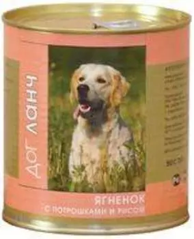 Dog Lunch / Консервы ДогЛанч для взрослых собак Ягненок с потрошками и рисом в желе (цена за упаковку)