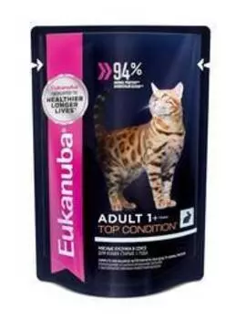 Eukanuba Adult Rabbit / Паучи (Влажный корм) Эукануба для взрослых кошек в возрасте от 1 года до 7 лет с Кроликом (цена за упаковку)