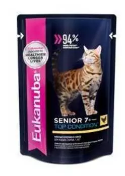 Eukanuba Mature Chicken / Паучи (Влажный корм) Эукануба для Пожилых кошек старше 7 лет с Курицей (цена за упаковку)