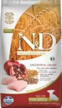 Farmina N&D Ancestral Grain Puppy Mini Chicken Spelt Oats Pomegranate / Сухой Низкозерновой корм Фармина для Щенков Мелких и Карликовых пород Курица с Гранатом