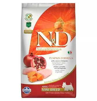 Farmina N&D Pumpkin Line Adult Mini Chicken & Pomegranate Grain free / Сухой Беззерновой корм Фармина для взрослых собак Мелких пород Курица с Гранатом и Тыквой
