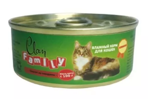 Clan Family / Консервы Клан для кошек паштет из Говядины (цена за упаковку)