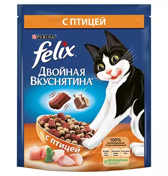 Felix Двойная вкуснятина / Сухой корм Пурина Феликс для взрослых кошек с птицей