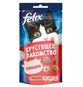 Felix Хрустящее лакомство / Лакомство Пурина Феликс для взрослых кошек с говядиной