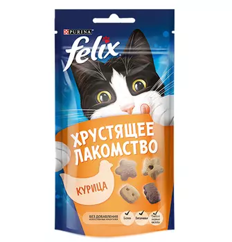 Felix Хрустящее лакомство / Лакомство Пурина Феликс для взрослых кошек с курицей